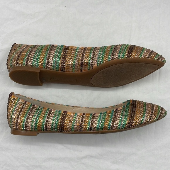 NWOB. ENZO ANGIOLINI Glitter Rhinestone Studded Flats. 8.5M. - Picture 11 of 13